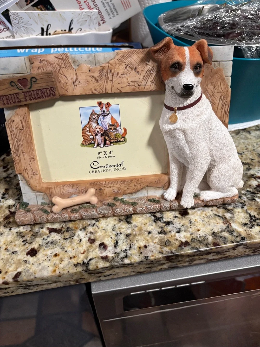 True Friends Dog Photo Frame with Brown & White Dog Figurine